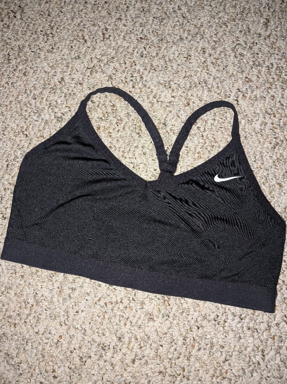 Nike Black Racerback Sports Bra with White Swoosh